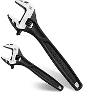 WORKPRO 2-piece Adjustable Wrench Set, 6-Inch &amp; 10-Inch Wrenches, Cr-V Steel, Wide Jaw Wrench wit...