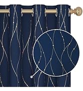 Deconovo Black Out Curtains 84 Inch Long, Curtains for Living Room Bedroom | Gold Dots Line Print...