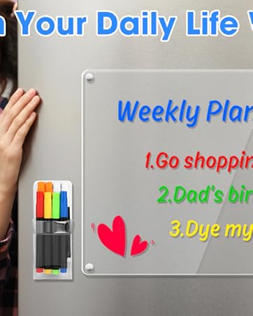 Acrylic Meal Planning Board Magnetic Fridge Board