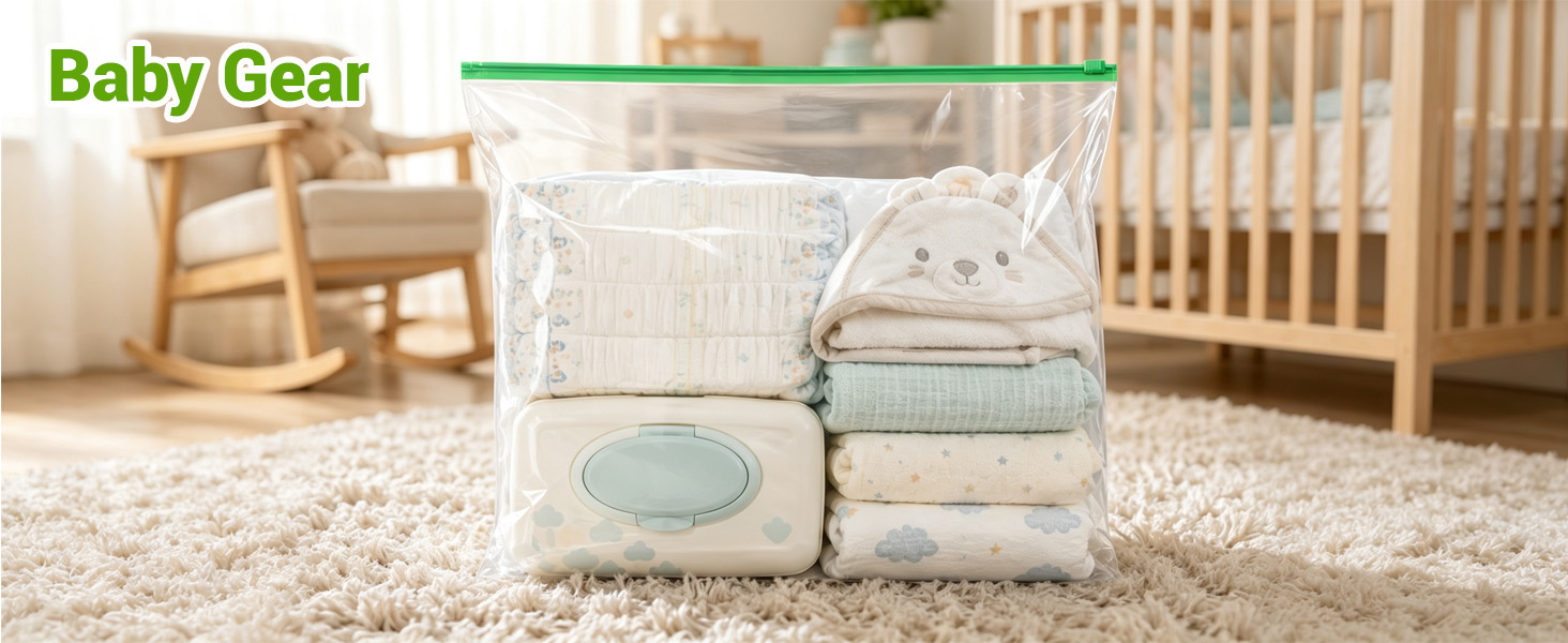 Baby gear storage bags for nursery organization.