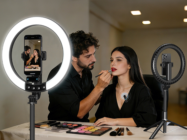 vlogging kit, ring light with stand