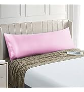 EXQ Home Satin Body Pillow Cover 20x54 inches, Pink Body Pillow Pillowcase,Super Soft Silky Body ...
