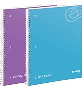 Spiral Notebook Wide Ruled, 1 Subject Notebook, Hardcover Spiral Bound Notebooks for School and C...