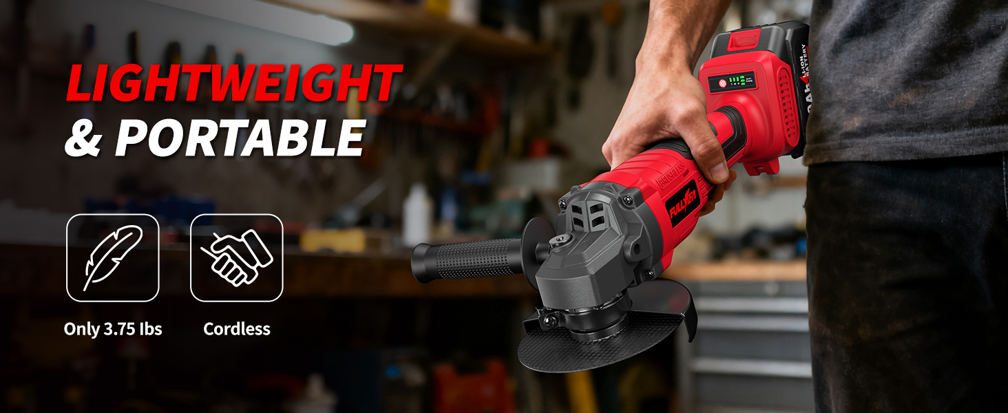 Cordless Angle Grinder Tool, 4-1/2 inch Electric Grinder for Cutting, Grinding, Polishing