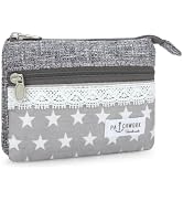 JINSI Mini Floral Coin Purse for Women, Small Cute Handmade Cotton Zip Wallet, Portable Vintage C...