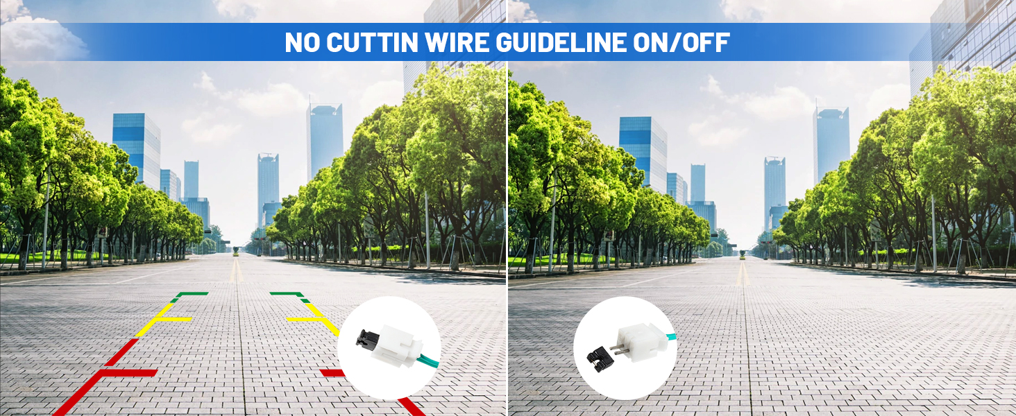 Tri-color parking guidelines: Helps guide you into parking spots.