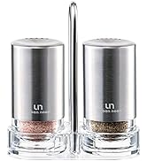 Salt and Pepper Shakers with Holder - Elegant Stainless Steel Shaker Set by urban noon