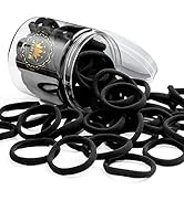 JIRIS 50Pcs Black Hair Ties for Women Girls,Cotton Seamless Hair Ties, Soft Ponytail Holders,No C...