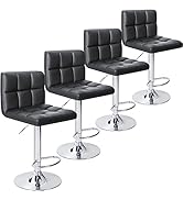 Homall Bar Stools Modern PU Leather Adjustable Swivel Barstools, Armless Hydraulic Kitchen Counte...