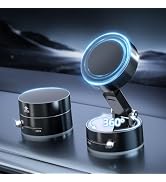 Vacuum Magnetic Phone Holder for Car, Upgraded 360°Suction Cup Phone Mount Foldable Magnetic Car ...