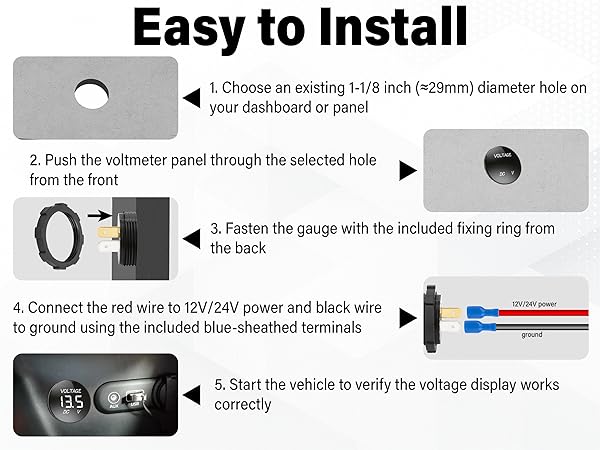 DC 12V 24V Volt Meter