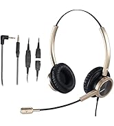 Office Headset with 2.5mm &amp; 3.5mm Connector for Deskphone Cell Phone PC Laptop, CallCenter Teleph...