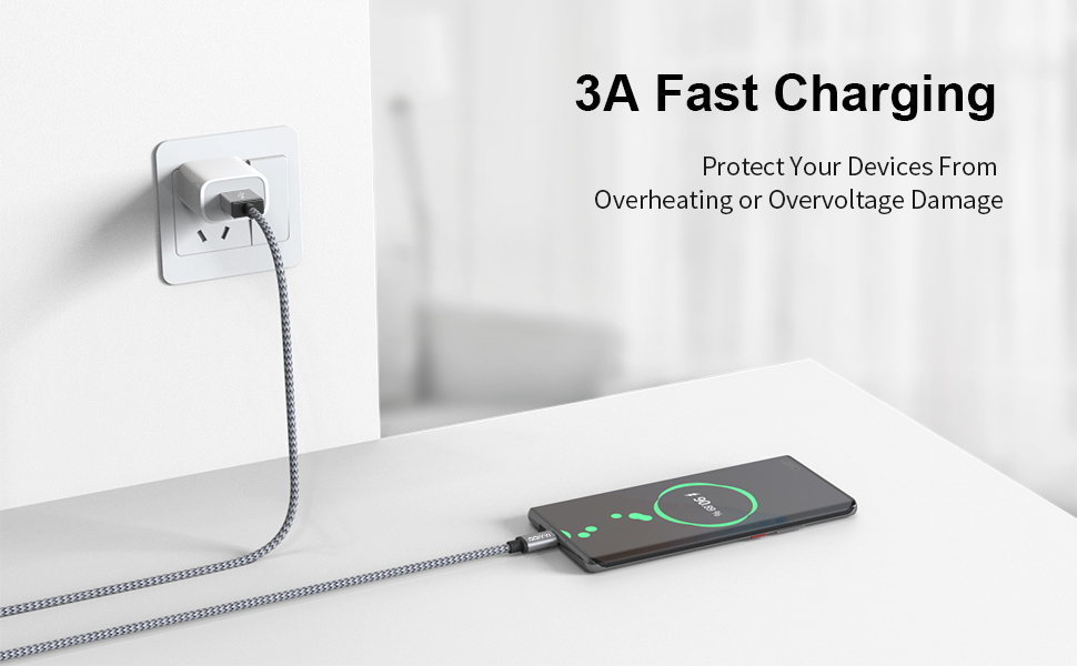 USB A to USB C 1ft grey