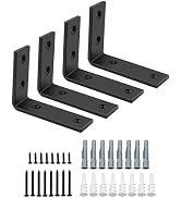 SAYAYO Floating Shelf Brackets Heavy Duty 4 Inch, 1/5 Inch Thicken Black Shelf Bracket for Wood S...