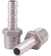 DERNORD Stainless Steel 3/8" Hose Barb x 3/8" NPT Male - Home Brew Pipe Fitting Pack of 2