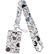 Juanooo White ID Badge Card Holder Lanyard for Keys Cute Cats Key Lanyard for Women Girls Kids fo...