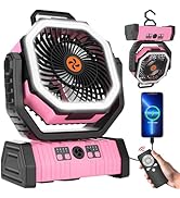 TDLOL Rechargeable Fan Portable, Camping Fan Battery Powered Operated with LED Lantern,270°Auto-o...