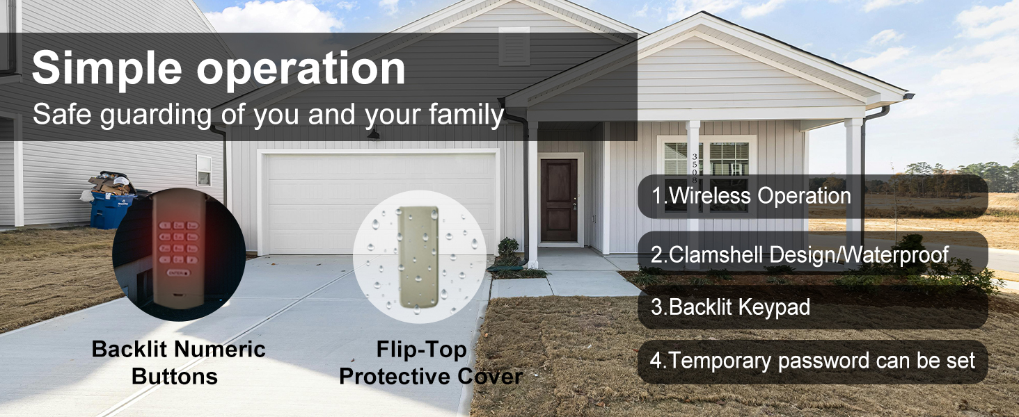 Universal Garage Door Opener Keypad for Liftmaster, Wireless Keypad877/878MAX 377/977/877/66LM