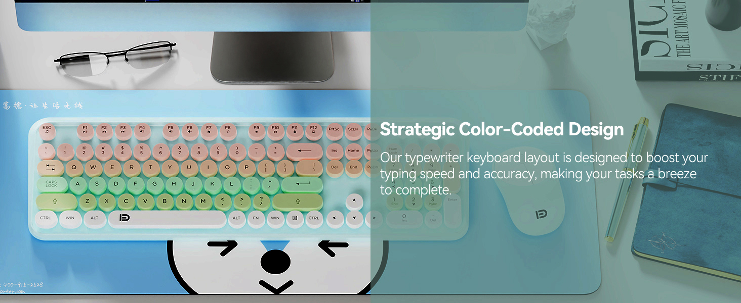 colorful retro keyboard and mouse combo aesthetic