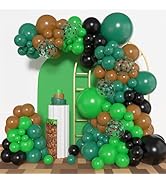 Amandir 153pcs Green and Brown Balloon Garland Arch Kit, Different Sizes 18 12 10 5 inch Black Da...