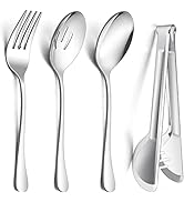 E-far Large Serving Utensils Set of 8, Stainless Steel 9.8 Inch Serving Spoons Slotted Spoon, 9.9...