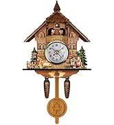 GOWENIC Vintage Wall Clock, Cuckoo Clock, Retro Wooden Cuckoo Birdhouse Wall Clock, Home Decor Ha...