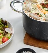BEZIA Cooking Pot with Lid, 6 Quart Nonstick Stock Pot/Stockpot with Lid, Non Stick 6 QT Large Ca...