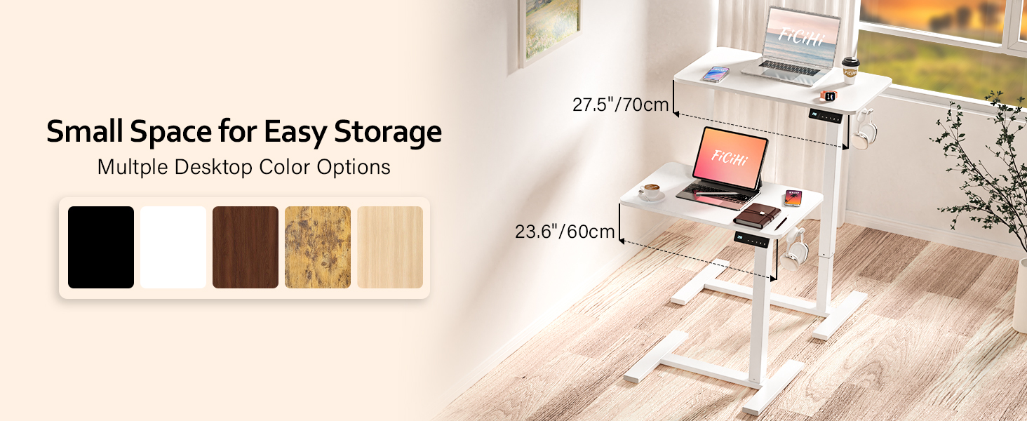 Height Adjustable Small Portable Rolling Computer Sit Stand Desk