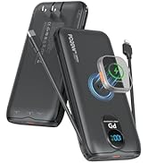LENGSUM Portable Charger, 10000mAh 20W Fast Charging Power Bank with Built in Cables &amp; AC Wall Pl...