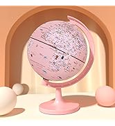 JOWHOL Pink Globe for Kids Learning Illuminated Globes of the World with Stand &amp; Animals Illustra...