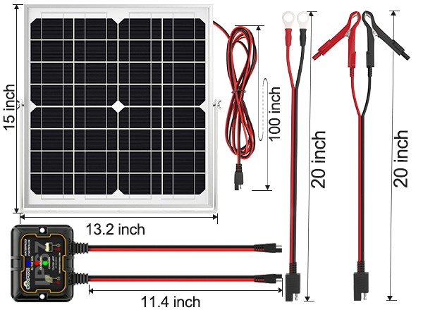 SOLPERK Solar Panel Kit 20W 12V, Solar Battery Trickle Charger Maintainer 