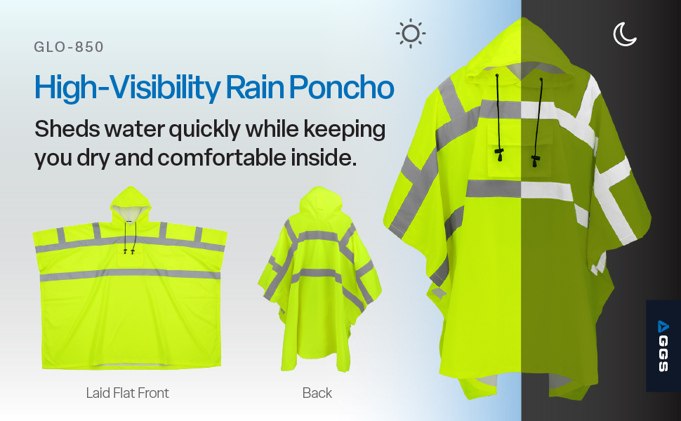 High visibility rain poncho