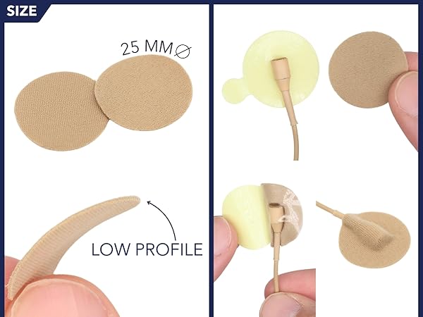 Text reads 'LOW PROFILE'. Sequence showing circular kraft paper or cardboard elements being assembled or arranged.