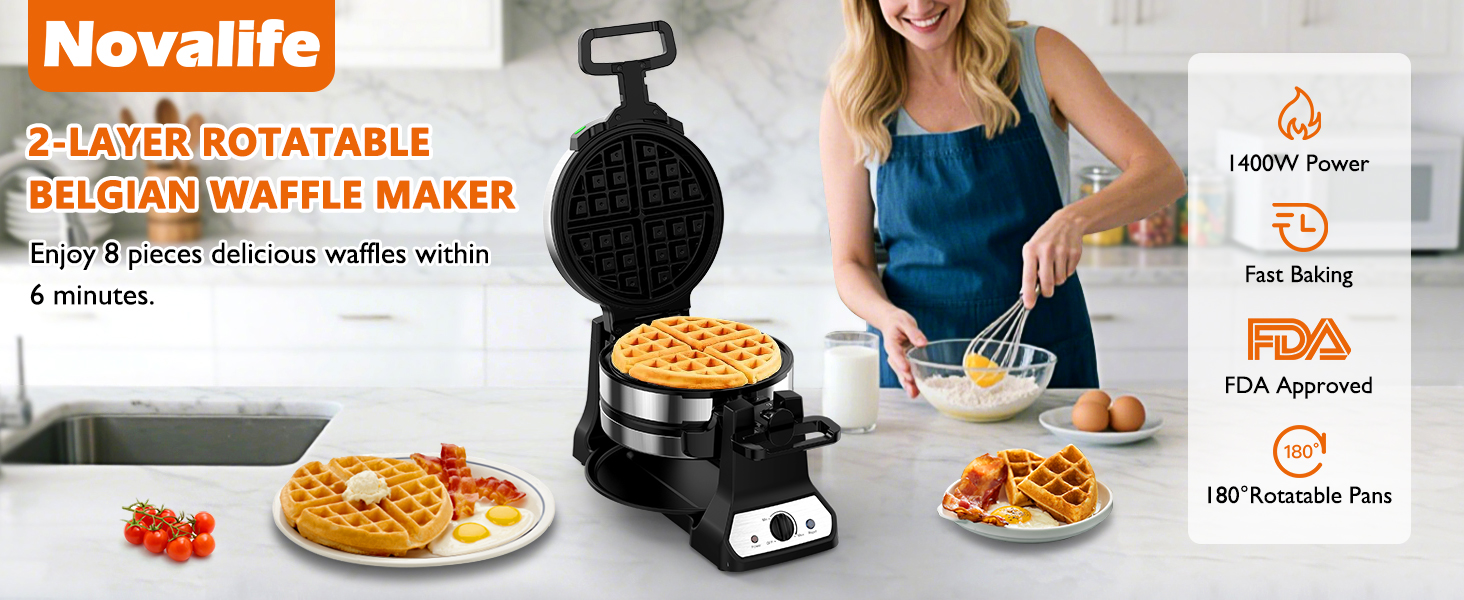 2-LAYER ROTATABLE BELGIAN WAFFLE MAKER
