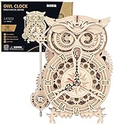 ROKR 3D Wooden Puzzle for Adults Owl Clock Model Kit Desk Clock Home Decor Unique Gift for Kids o...