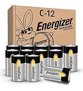 Energizer C Batteries, C Cell Long-Lasting Alkaline Power Batteries (12 Pack)