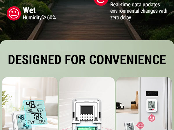 indoor temperature and humidity monitor vacation home temperature monitor magnetic thermometer