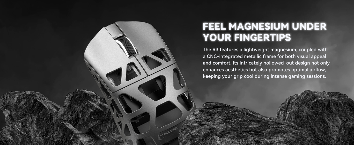 R3 Magnesium Alloy Mouse, Wireless 8K Mouse, 46g SUPERLIGHT Mouse