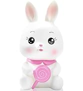 H&amp;W Cute White Bunny Coin Bank with Lollipop, Shatterproof Rabbit Money Bank, Creative Money Bank...