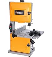 Hoteche 8-Inch Band Saw 2.0A Low Noise Two Cutting Height Table Benchtop with Fence and Miter Gau...