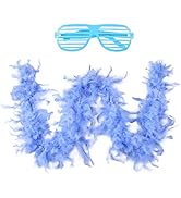Daieeparty Turkey Chandelle Feather Boas 2 Yard with Glasses for Party Halloween Costume Decorati...