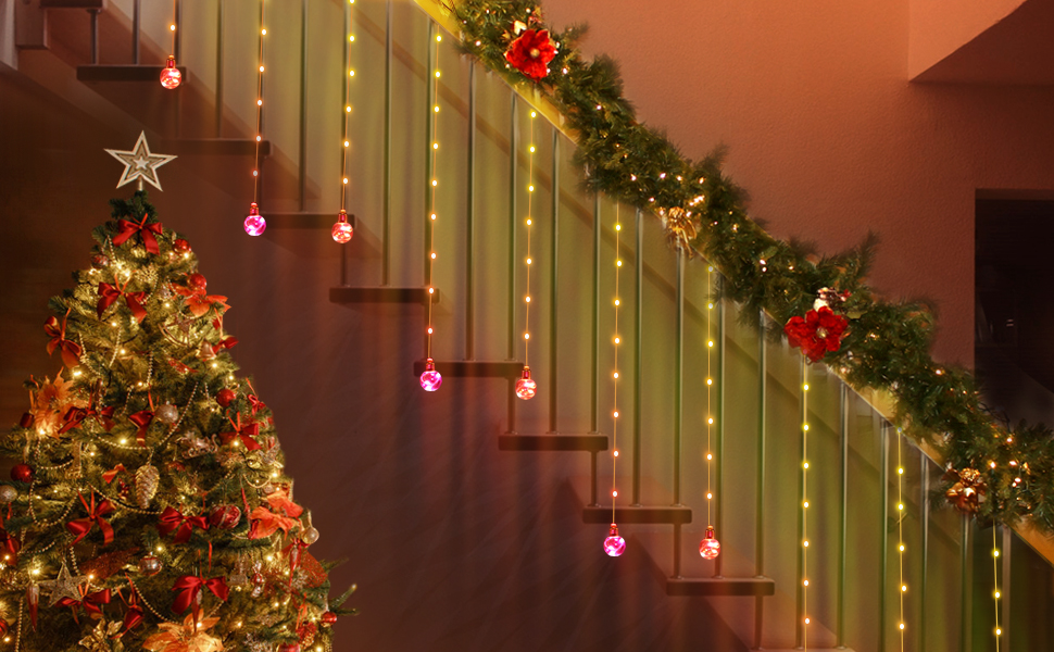 Wishing Ball Curtain Lights Christmas RGB LED fairy bedroom indoor outdoor backdrop wall decoration