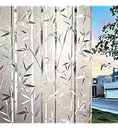 LEMON CLOUD Bamboo Window Film Stained Glass Film Frosted Privacy Window Decal Decorative Window ...