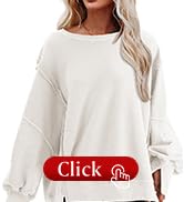 SHEWIN Sweatshirt for Women Crewneck Spring Lightweight Solid Color 2024 Fashion Warm Oversized F...