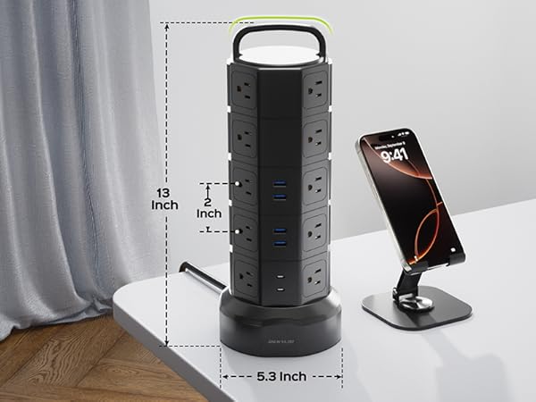 super wide outlets power strip with usb ports