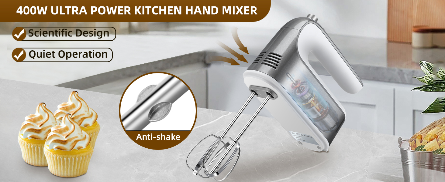 Powered by a robust 400W pure copper motor, easy to handle various food ingredients.