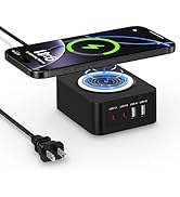 60W USB Charging Station Block with 15W Wireless Charger for Samsung Galaxy S25 Ultra Plus A15 A1...