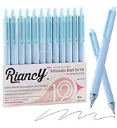 RIANCY Premium Blue Gel Pens - Smooth Writing, Quick Dry, Set of 12 - Ideal for Journaling, Note-...