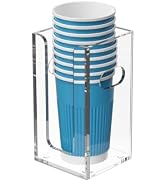 WINFFOR Disposable Cup Organizer Dispenser - Clear Acrylic Cup and Lid Holder with Handles Plasti...