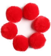 SUSULU Red Fluffy Faux Fur Pom Poms Pompoms with Tiny Loop Ball Crafts Holiday Pom Poms Balls DIY...